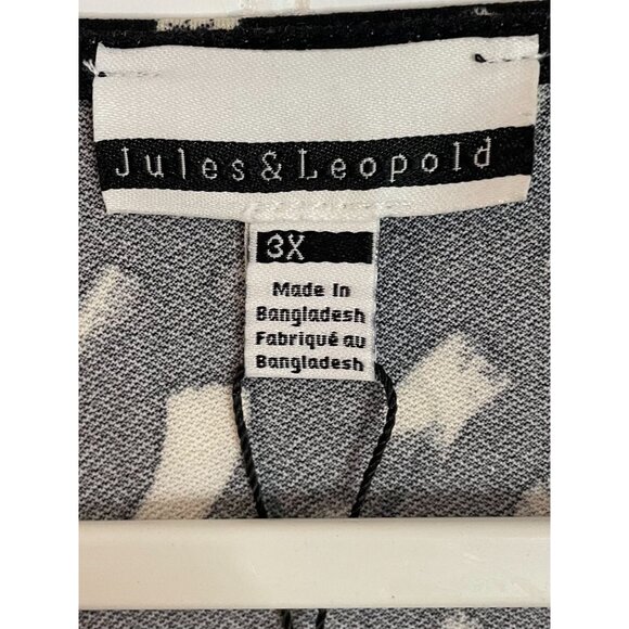 Jules & Leopold Womens 3X Black & White Abstract Print Flutter Sleeve Blouse - Picture 8 of 11